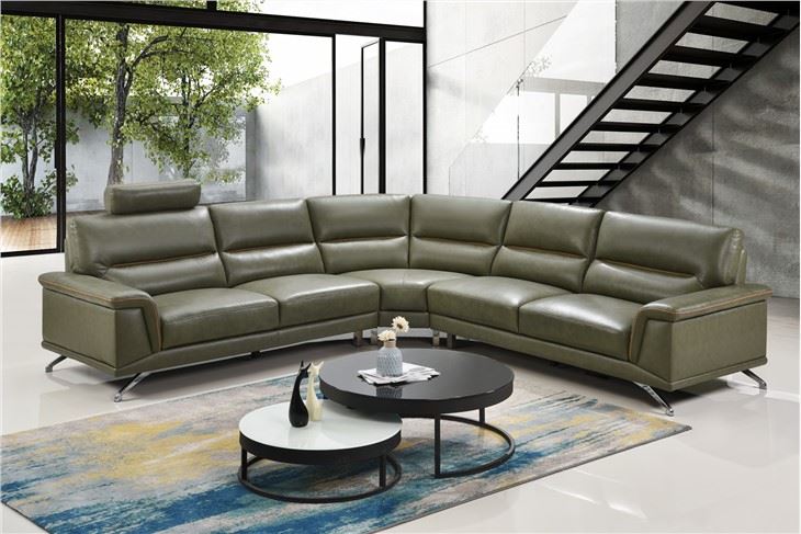 Green Leather Sectional Sofa